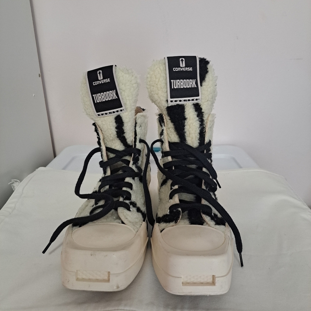 Rick Owens DRKSHDW TURBODRK chuck 70s high zebra sneaker 7 - Picture 7 of 12